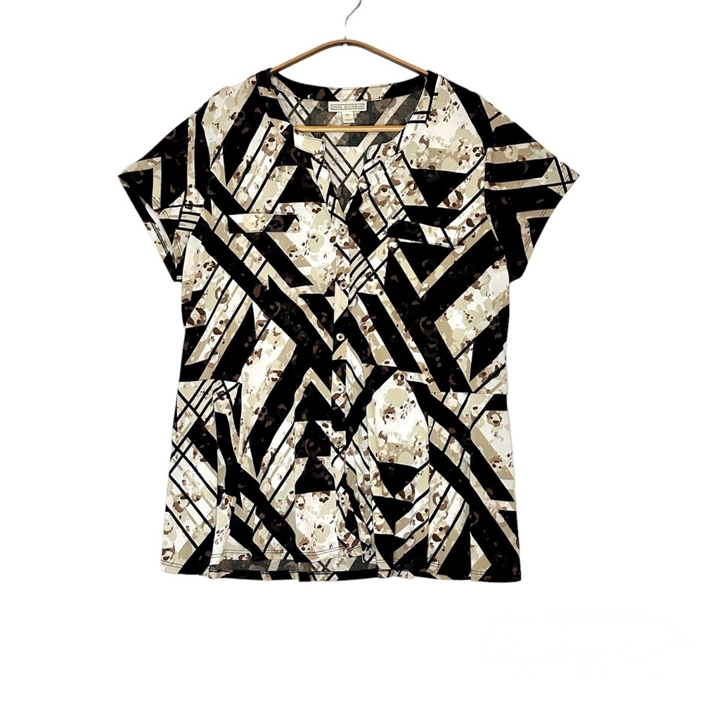 Dana Buchman Women’s Top Blouse Geo Print Size XL